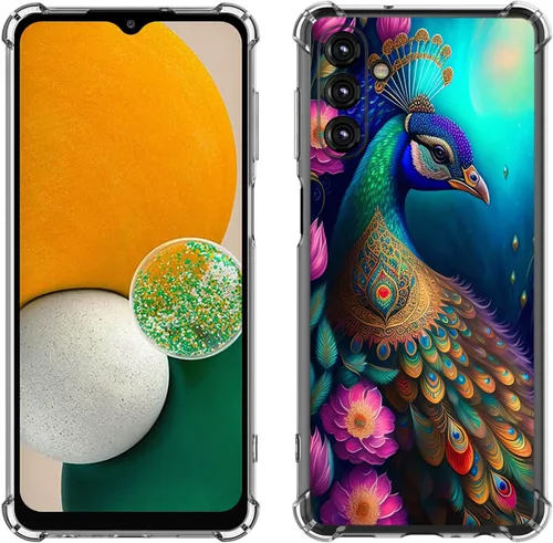 Miniatura 11 de Samsung Galaxy A14 5G - Funda para teléfono celular, diseño de flores de mariposa azul, a prueba de golpes, TPU con bordes elevados, compatible