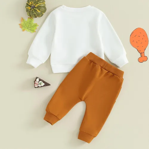 Miniatura 187 de Adobabirl Conjunto de sudadera y pantalones de Halloween para bebé, sudadera y pantalones con parche de calabaza para Halloween, otoño, ropa de bebé