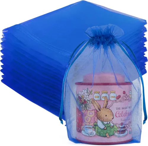 Miniatura 39 de Crweety 50 Piezas Bolsas de Organza Doradas de 3 x 4 Pulgadas, Pequeñas Bolsas de Regalo de Malla con Cordón para Favores de Boda, Despedida