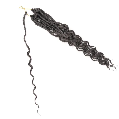 Miniatura 7 de Cabello de Ganchillo Goddess Locs de 18 Pulgadas 8 Paquetes Nuevos Faux Locs Suaves Trenzas de Ganchillo Ondas Profundas Extensiones de Cabello 4#