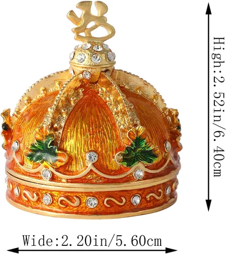 Miniatura 4 de QIFU Caja de joyería esmaltada pintada a mano con bisagras, adornos de cristal brillante para decoración del hogar, regalo único para la familia