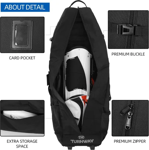 Miniatura 4 de TurnWay Bolsa de viaje de golf acolchada plegable, bolsa de golf de poliéster 900D resistente al agua, bolsa de transporte de golf con ruedas
