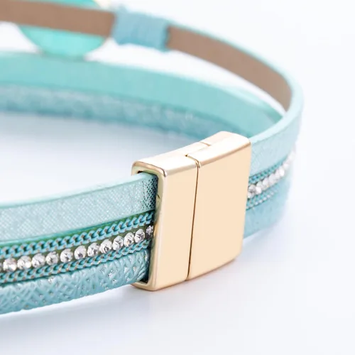 Miniatura 281 de FANCY SHINY - Pulsera de cuero estilo bohemio, pulsera de cuentas de cristal con cierre magnético, regalos de joyería para mujer