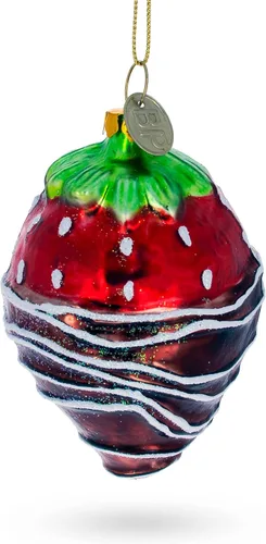 Miniatura 6 de Adorno navideño de vidrio de fresa bañado en chocolate