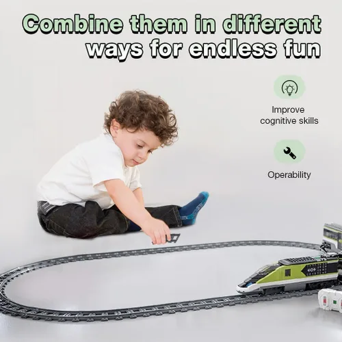 Miniatura 5 de 40 piezas de pistas de tren de ciudad, accesorios clásicos, juguete de construcción de ferrocarril compatible con todas las principales marcas - 32