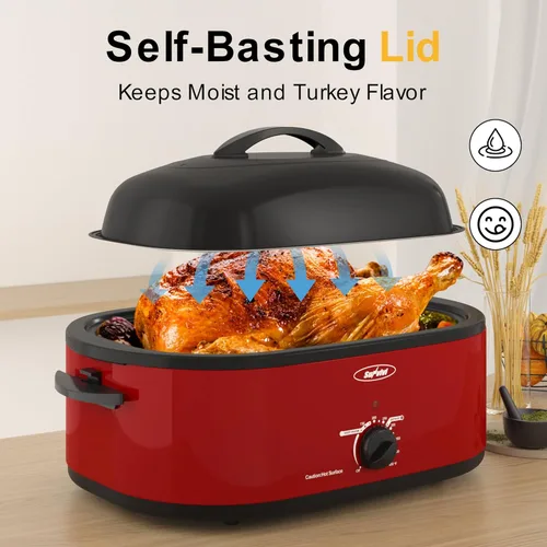 Miniatura 4 de Sunvivi Horno Tostador con Tapa de Autohilvanado, Asador Eléctrico de 20 Cuartos con Bandeja Extraíble y Parrilla, Control de Temperatura de Rango