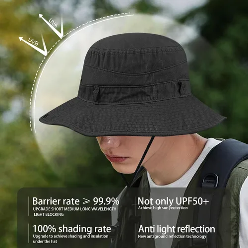 Miniatura 7 de Croogo Sombrero de ala ancha Bonnie de verano, sombrero de sol para pesca, estilo vaquero, sombrero de pescador, safari al aire libre, caza