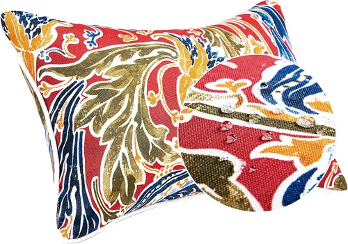 Miniatura 4 de JMGBird Juego de 2 almohadas lumbares para exteriores con relleno de algodón PP para muebles de patio, almohadas decorativas de 12 x 20 pulgadas