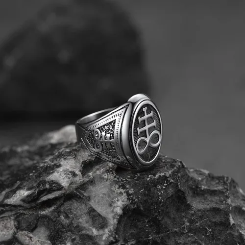 Miniatura 8 de FaithHeart Anillo de cabra baphomet de joyería satánica, sigilo de Lucifer, símbolo de Satanás, para hombres y mujeres, tamaño 7891011121314