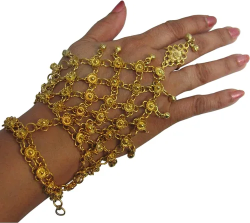 Miniatura 2 de Padma Craft Tobillera ajustable con campanas doradas, para danza del vientre, estilo gitano indio, tradicional, Latón
