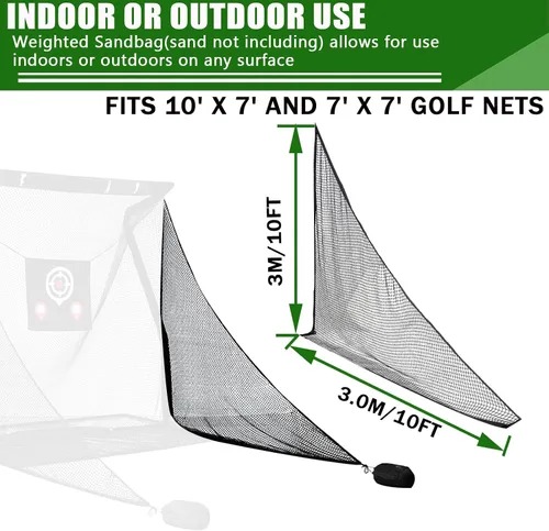 Miniatura 5 de 2 piezas de malla de golf con dos sacos de arena+bolsa de pantalla de golf+10 cuerdas de ojales para redes de golpe de golf, marco simulador