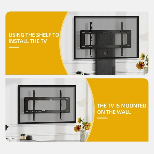 Miniatura 4 de DWVO Soportes de TV negros para sala de estar con toma de corriente, soporte de TV con montaje, centro de entretenimiento LED para TV de 70/65/60
