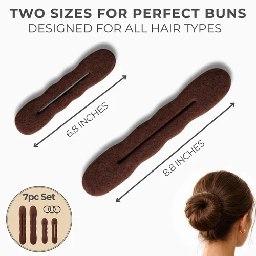 Miniatura 4 de Styla Hair Creador Mágico de Moños (2 Pequeños, 2 Grandes) Esponja de Espuma Moldeadora de Moños Accesorios para el Cabello (Morena)