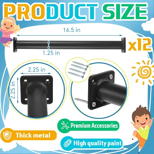 Miniatura 2 de Dunzy Paquete de 12 Barras para Monkey Bars Accesorios para Columpios Varillas Peldaños de Escalera para Juegos Kit de Herrajes Barras de Mono