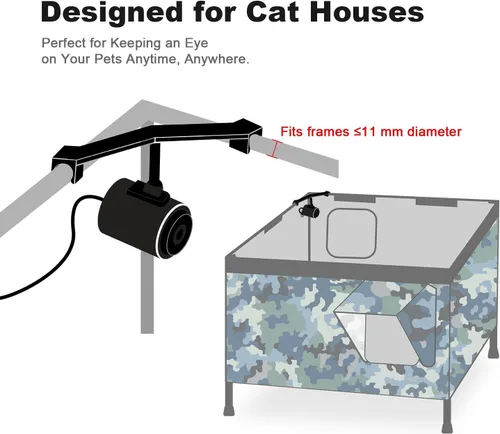 Miniatura 2 de Mini cámara WiFi 2.4G para casa de gato con calefacción (uso enchufable), 1080P HD, visión nocturna, detección de movimiento, ultra gran angular