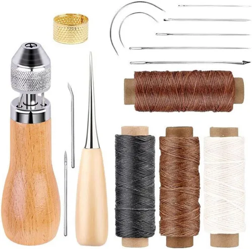 Miniatura 6 de Kit de hilo de coser de cuero con hilo encerado, herramienta manual de costura rápida (tipo 1)