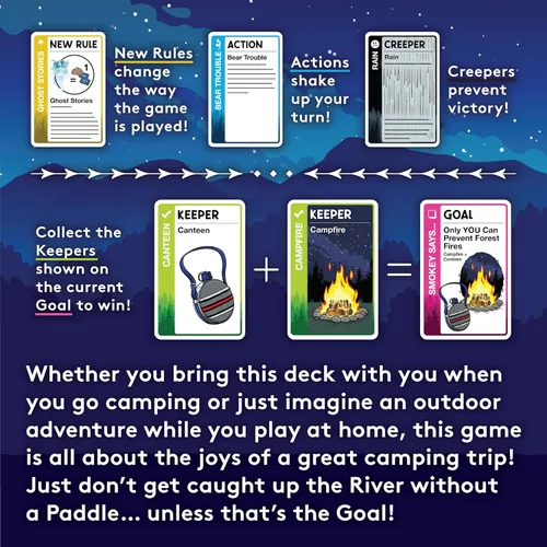 Miniatura 2 de Looney Labs - Juego de cartas de camping Fluxx - Diversión de verano, aventura al aire libre, perfecto para viajes de campamento familiares y noches