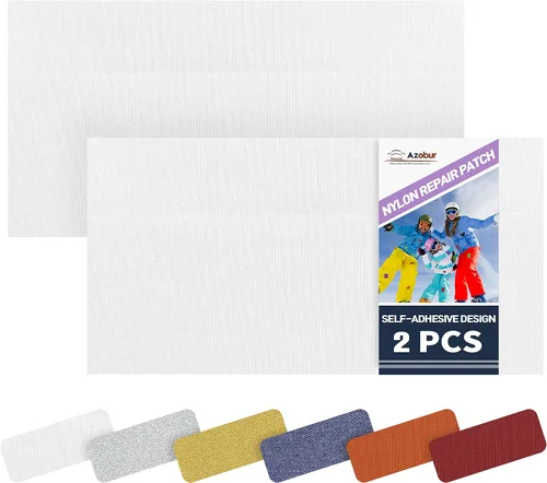 Miniatura 53 de Azobur Parches de reparación de chaquetas de plumón, impermeables, autoadhesivos, parches de tela de nailon para chaquetas hinchadas