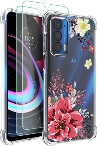 Miniatura 11 de Osophter Funda para Moto Edge 2021, Moto Edge 5G UW, transparente, esquinas reforzadas con flores, TPU para absorción de golpes, flexible