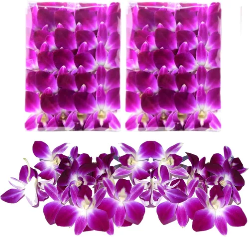 Miniatura 6 de Miami Fresh Orchid Flower OrchidClub USA Sunne Tropical Loose Bloom DIY Lei, decoración de alimentos y bebidas (50 morado)