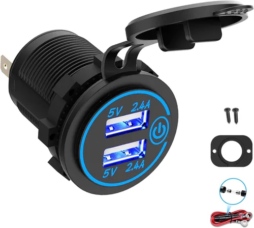 Miniatura 8 de Toma USB Doble de 12V Salida Marina con Interruptor Puerto USB para Carrito de Golf Montaje de Cargador de Coche de 12 Voltios DC Adaptador