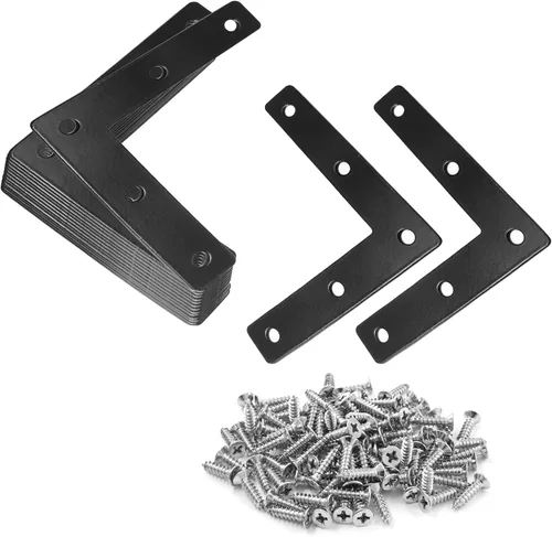 Miniatura 9 de Uenhoy 20 placas planas en forma de L de 2.36 x 2.36 pulgadas, soporte de esquina plana en ángulo recto, negro