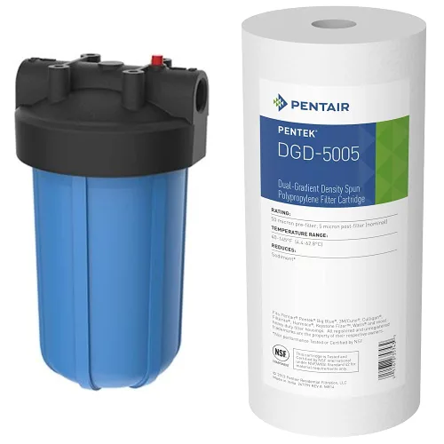 Miniatura 5 de Pentair Pentek 150469 Carcasa para filtro Big Blue, 3/4" NPT #10 para toda la casa, filtro de agua resistente de 10 pulgadas con tapa de Azul