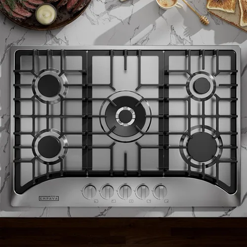 Miniatura 7 de Empava - Anafe de gas de 30 pulgadas con 5 quemadores de clase mundial fabricados en Italia SABAF, convertible a GLP/GN, ideal para cocinas de RV