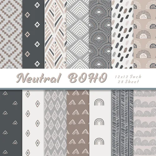 Miniatura 8 de 28 hojas de papel bohemio para álbum de recortes, papel de álbum de recortes de 12 x 12 pulgadas, papel de álbum de recortes de 90 lb/160 g/m²