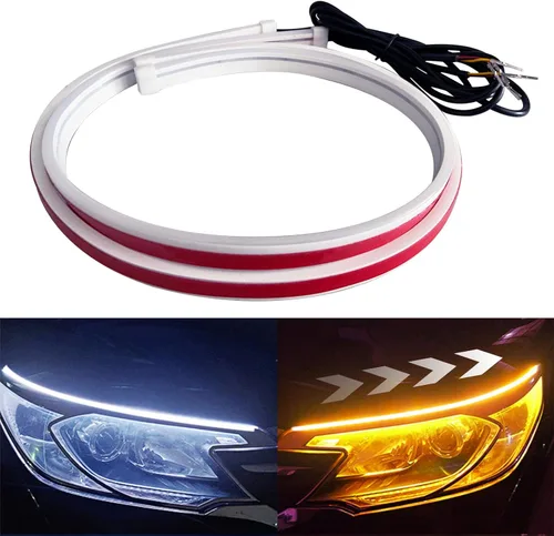 Tira de Luz LED para Faros Delanteros, Tubo de Luz de Tira de 23.6 Pulgadas Impermeable Secuencial con Señal de Giro Fluida, Tira LED DRL Luz de