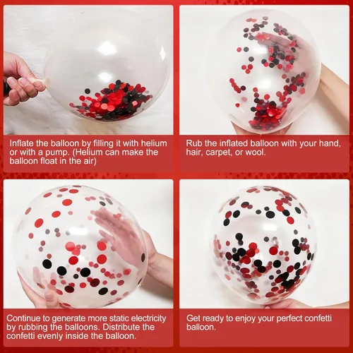 Miniatura 3 de Globos rojos y negros, 57 globos rojos de 12 pulgadas, globos negros para bodas, Año Nuevo, graduación, decoración de fiesta de cumpleaños