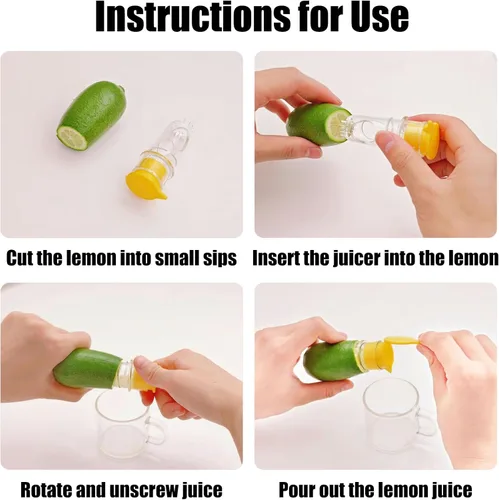 Miniatura 3 de Exprimidor de limón con tapa de rosca, exprimidor manual de 4 piezas con filtro, exprimidor de cítricos portátil para limón/lima/naranja, exprimidor