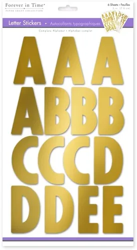 Miniatura 4 de Capitals - Calcomanías del alfabeto, calcomanías adhesivas de color dorado para carteles, tablones de anuncios, gráficos de presentación, 3