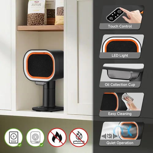 Miniatura 11 de Campana Extractora Portátil - Ventilador de Escape Ajustable de 4 Velocidades con Altura Telescópica e Inclinación de 40°, Bajo Ruido 52dB, Filtro