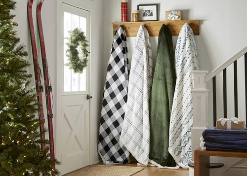 Miniatura 8 de Eddie Bauer - Manta King, ropa de cama reversible de vellón de sherpa, lana cuadriculada, decoración del hogar para todas las estaciones