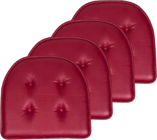 Miniatura 123 de Sweet Home Collection - Cojín de espuma viscoelástica para silla con capitoné, antideslizante, parte trasera de goma, en forma de U, 17 x 16 Piel