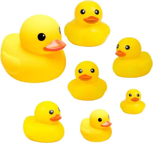 CICITOYWO Patos de goma amarillos, 7 piezas de juguetes de baño grandes preescolares para tina, patos flotantes, regalo para baby shower, bebés,