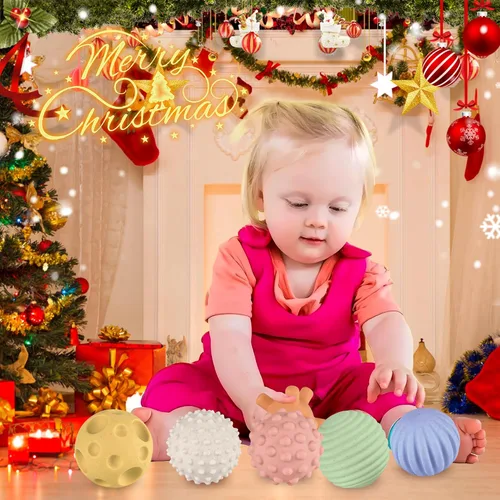 Miniatura 2 de Bolas sensoriales para bebés, paquete de 6, pelota para niños pequeños de 1 a 3, juguetes Montessori suaves y texturizados para bebés de 6 a 12