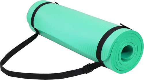 Fitvids Tapete de yoga de 1/2 pulgada, extra grueso, de alta densidad, antidesgarros, con correa de transporte, adecuado para varios ejercicios de