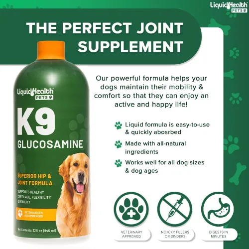 Miniatura 3 de LIQUIDHEALTH Glucosamina líquida K9 de 128 onzas para perros, cachorros y adultos mayores - condroitina, MSM, ácido hialurónico - salud de la cadera