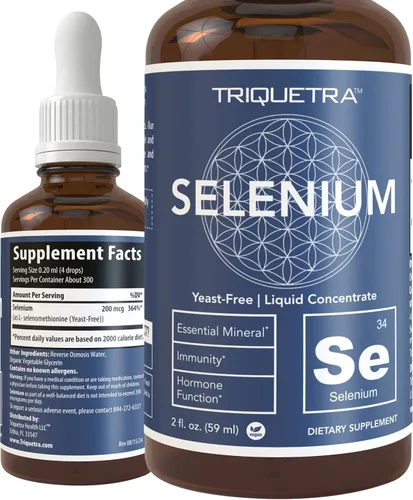 Selenio – 200 mcg, forma de selenometionina, 300 porciones – vegano, botella de vidrio, sin levadura – Concentrado líquido sublingual, antioxidante,