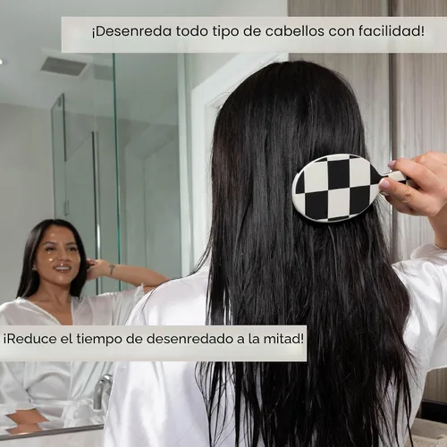 Miniatura 3 de FRAMAR Cepillo desenredante con estampado a cuadros – Cepillos para cabello húmedo para mujeres, cepillo de pelo para mujer, accesorios