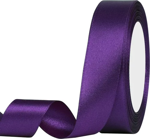 Miniatura 50 de SHOWIN - Cinta de satén morada de doble cara de 1 1/2 pulgadas x 50 yardas continuas para envoltura de regalos, decoración de boda y ramos florales