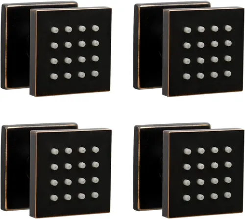 Miniatura 20 de HOMEDEC Cabezal de ducha redondo de latón de 2 pulgadas, para masaje, spa, soporte de pared, 4 piezas, negro mate