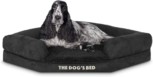 Miniatura 13 de The Dog's Bed - Cama ortopédica de espuma viscoelástica para perro, tela Oxford, gris con ribete negro, mediana