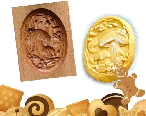 Miniatura 12 de Sello para galletas de búho 2 de madera - Molde tallado y prensa para pan de jengibre y galletas DIY (owl 2)