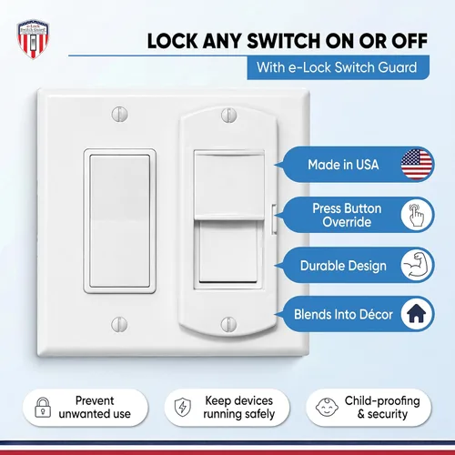 Miniatura 2 de eLock - Protector de interruptor para interruptores decorativos/basculantes, bloqueo de interruptor de luz a prueba de niños con botón