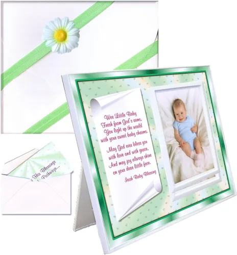 Marco de fotos Irish Baby Blessing – Regalo tradicional de bendición cristiana de abuelos – con capacidad para fotos de 3.5 x 5 pulgadas Bendición
