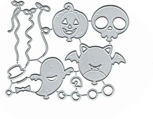 Miniatura 2 de Troqueles de metal con forma de murciélago de globo espeluznante para Halloween, Halloween, fantasma, calavera, calabaza, murciélago, lazo