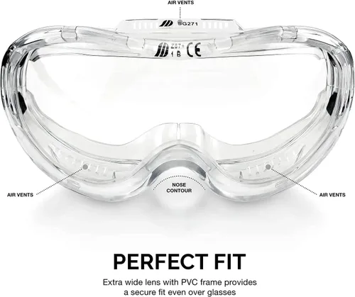 Miniatura 3 de Lentes protectores de seguridad con visión amplia 53875B, antiniebla, ajustables y ligeros, aprobados para el estándar ANSI Z87.1, de Neiko